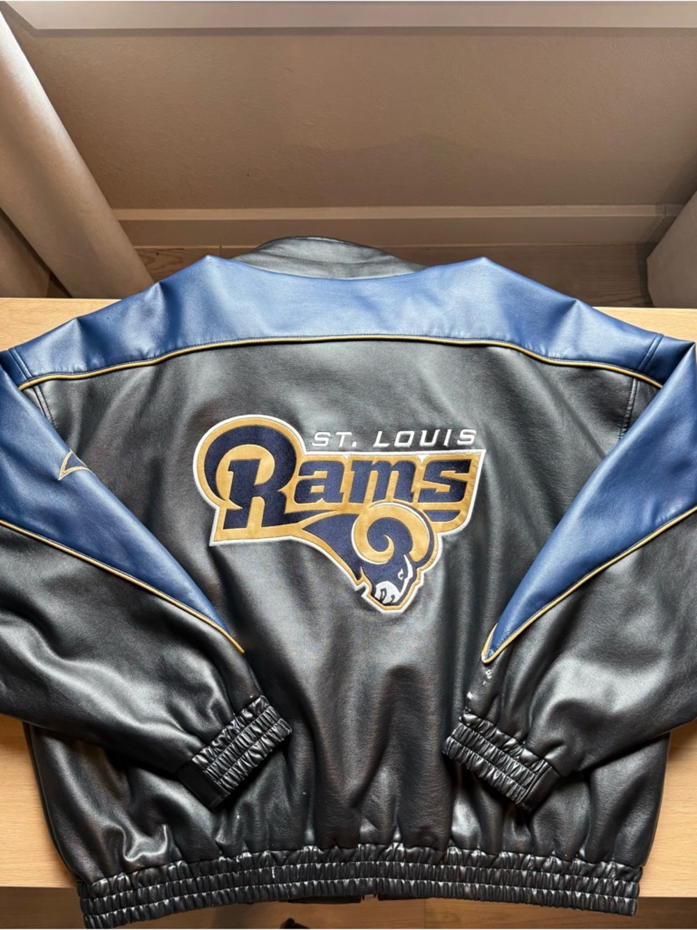 Vintage St Louis Rams NFL Faux Leather Jacket Size XXL 90s